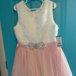 Emily Rose White top Blush bottom Party dress Girls size 10. New with tags.